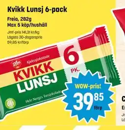 Eurocash Kvikk Lunsj 6-pack tilbud