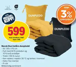 Coop Obs Norsk dun helårs dunpledd tilbud