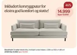 Møbelringen Stockholm 3-seter tilbud