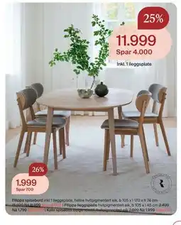 Møbelringen Filippa spisebord tilbud