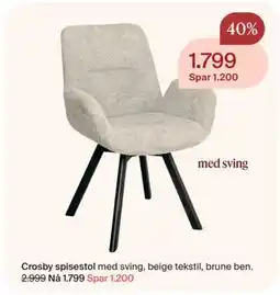 Møbelringen Crosby spisestol tilbud