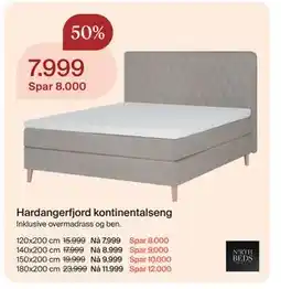 Møbelringen Hardangerfjord kontinentalseng tilbud
