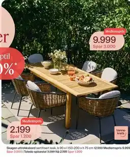 Møbelringen Skagen uttrekksbord, Medlemspris tilbud