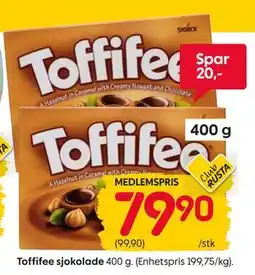 Rusta Toffifee sjokolade, Medlemspris tilbud