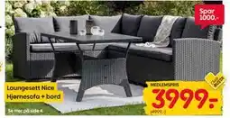 Rusta Loungesett Nice Hjørnesofa + bord., Medlemspris tilbud