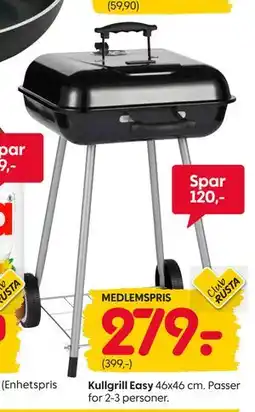 Rusta Kullgrill Easy, Medlemspris tilbud