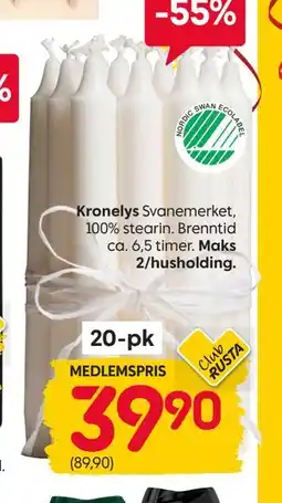 Rusta Kronelys, Medlemspris tilbud