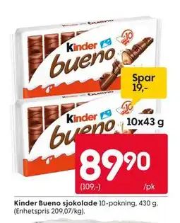 Rusta Kinder Bueno sjokolade tilbud