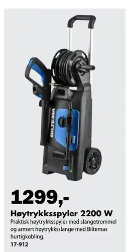 Biltema Høytrykksspyler 2200 W tilbud