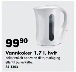 Biltema Vannkoker 1,7 l, hvit tilbud