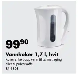 Vannkoker 1,7 l, hvit