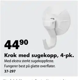 Biltema Krok med sugekopp, 4-pk tilbud