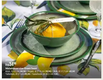 Europris Melaminservise Green bean tilbud