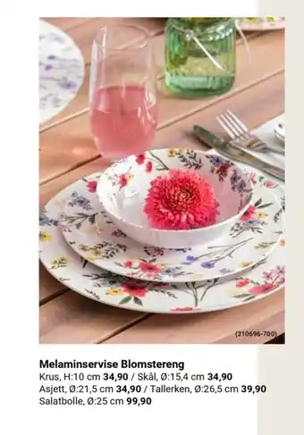 Europris Melaminservise Blomstereng tilbud