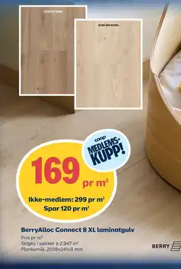 Obs Bygg BerryAlloc Connect 8 XL laminatgulv tilbud
