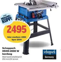 Obs Bygg Scheppach HS105 2000 W bordsag tilbud