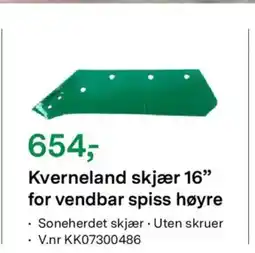 Felleskjøpet Kverneland skjær 16" for vendbar spiss høyre tilbud