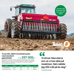 Felleskjøpet Tume HKL 2500 S kombisåmaskin med standard gjødsellabb tilbud