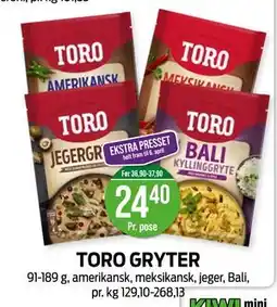 Kiwi TORO GRYTER tilbud