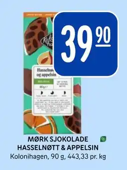 Rema 1000 MØRK SJOKOLADE HASSELNØTT & APPELSIN tilbud