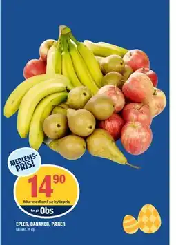 Coop Obs EPLER, BANANER, PÆRER, Medlemspris tilbud