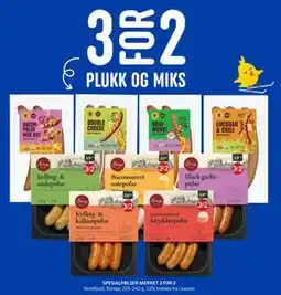 Rema 1000 SPESIALPØLSER MERKET 3 FOR 2 tilbud