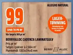 Obs Bygg BERRYALLOC CADENZA LAMINATGULV tilbud