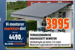 Obs Bygg TERRASSEMARKISE HALVKASSETT M/MOTOR tilbud