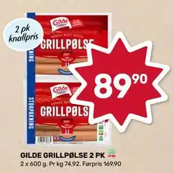 Matkroken GILDE GRILLPØLSE 2 PK tilbud