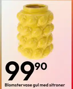 Gigaboks Blomstervase gul med sitroner tilbud