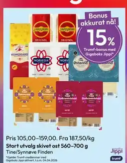 Gigaboks Stort utvalg skivet ost 560–700 g tilbud