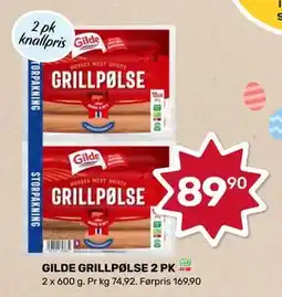 Matkroken GILDE GRILLPØLSE 2 PK tilbud