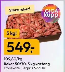Gigaboks Reker 50/70. 5 kg kartong tilbud
