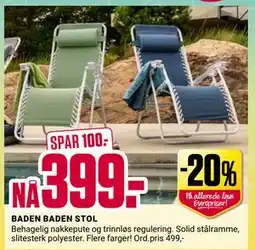 Europris BADEN BADEN STOL tilbud