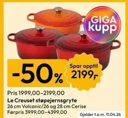 Gigaboks Le Creuset støpejernsgryte tilbud