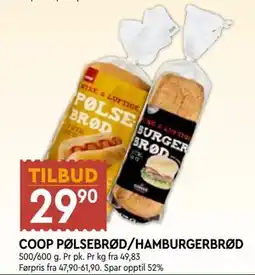 Coop Mega COOP PØLSEBRØD/HAMBURGERBRØD tilbud