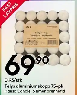 Gigaboks Telys aluminiumskopp 75-pk tilbud