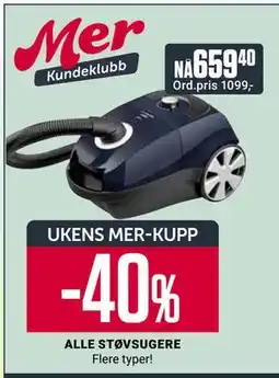 Europris ALLE STØVSUGERE, App-pris tilbud
