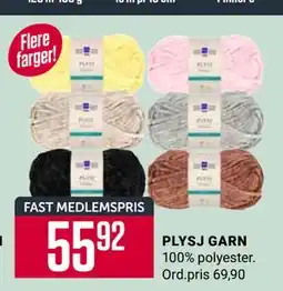 Europris PLYSJ GARN, Medlemspris tilbud