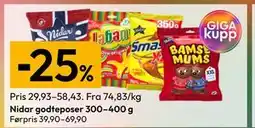 Gigaboks Nidar godteposer 300–400 g tilbud