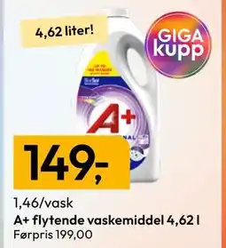 Gigaboks A+ flytende vaskemiddel 4,62 l tilbud