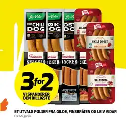 Bunnpris Et utvalg pølser fra gilde, finsbråten og leiv vidar tilbud