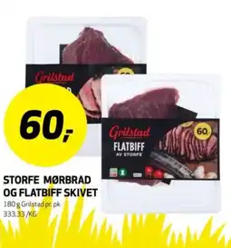 Bunnpris Storfe mørbrad og flatbiff skivet tilbud