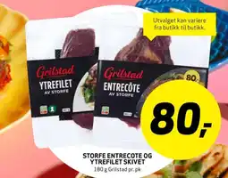 Bunnpris Storfe entrecote og ytrefilet skivet tilbud