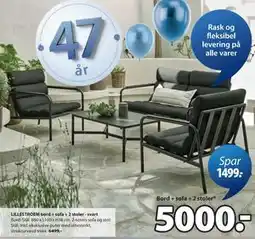 JYSK LILLESTROEM bord + sofa + 2 stoler - svart tilbud