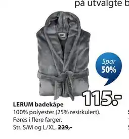 JYSK LERUM badekåpe tilbud