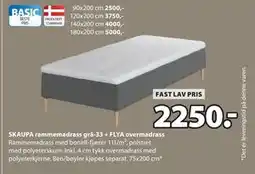 JYSK SKAUPA rammemadrass grå-33 + FLYA overmadrass tilbud