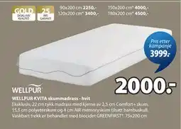 JYSK WELLPUR KVITA skummadrass - hvit tilbud