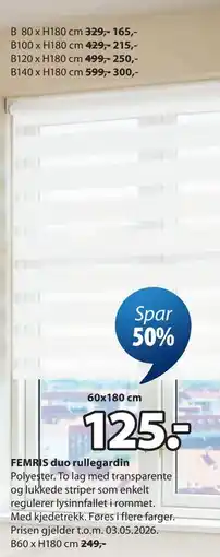 JYSK FEMRIS duo rullegardin tilbud