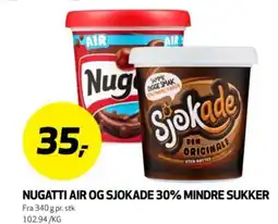 Bunnpris Nugatti air og sjokade 30% mindre sukker tilbud